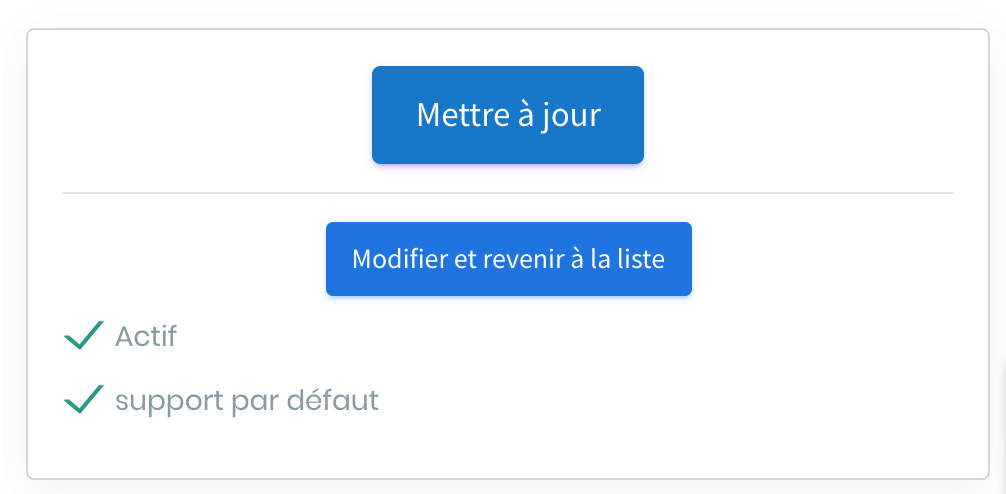 section de mise à jour